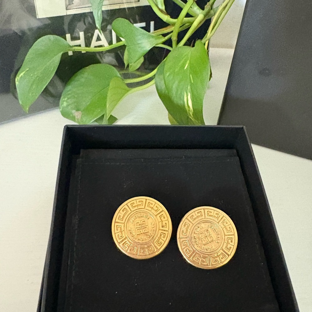 Givenchy Gold Plated Medallion Earrings